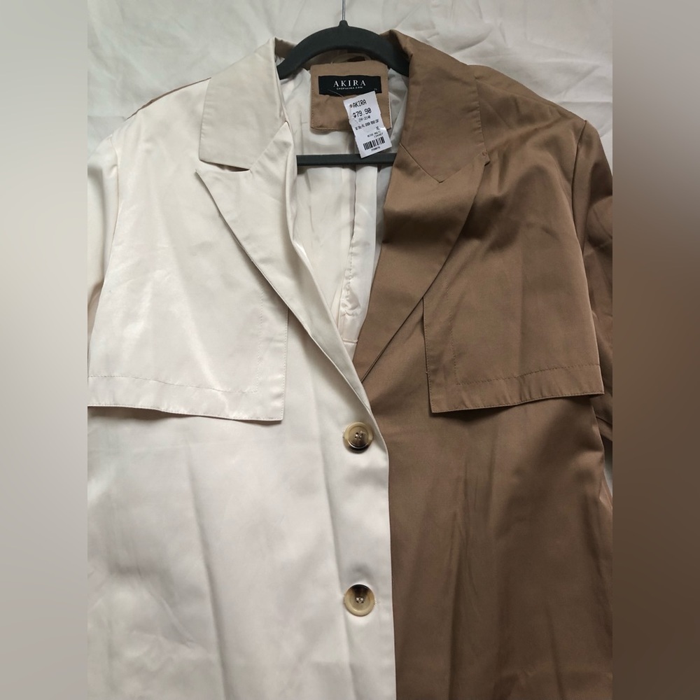 AKIRA TWO TONE FALL SEASON TRENCH COAT SIZE: XL - Picture 5 of 12